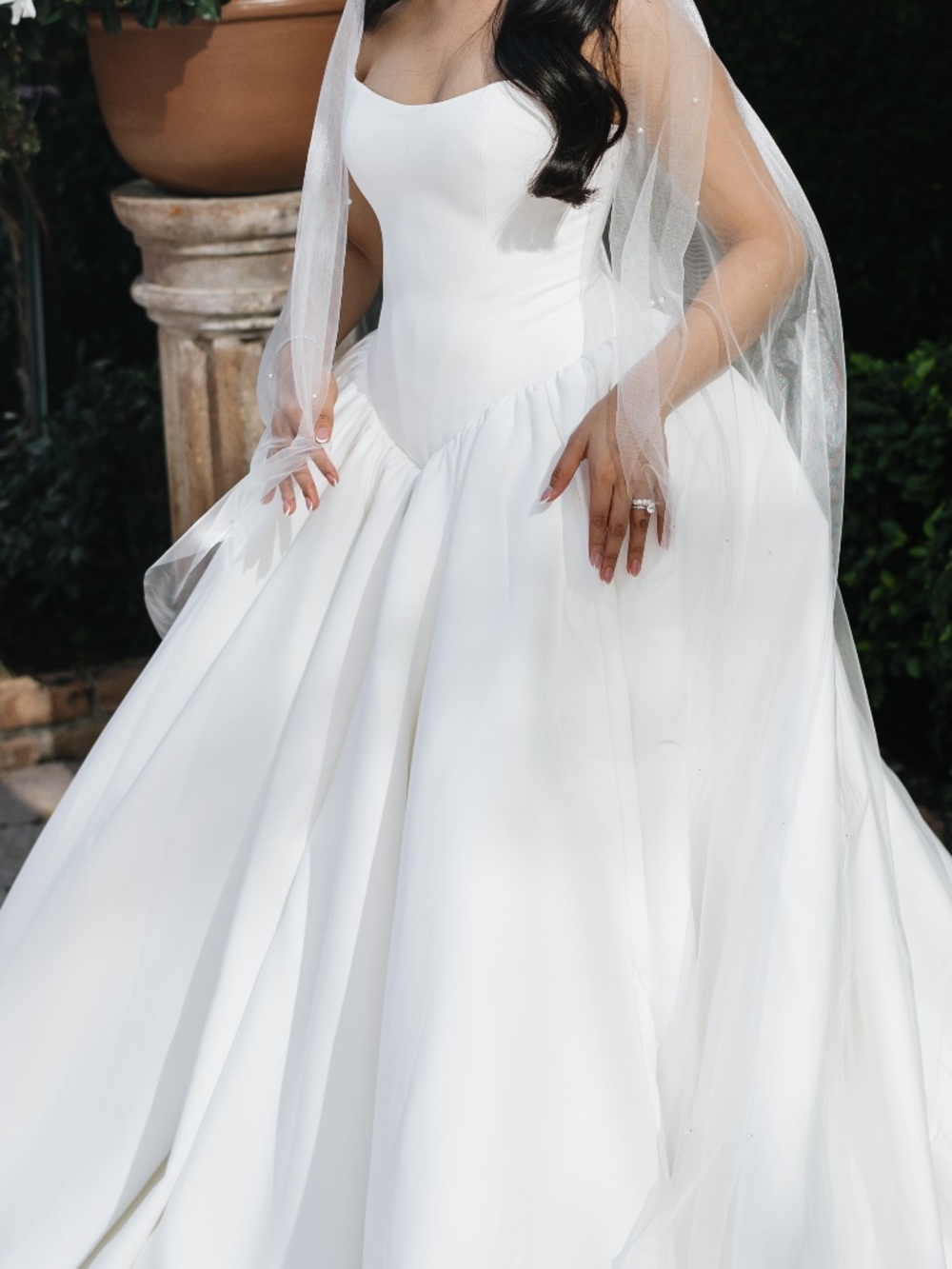 Stunning Custom Drop-Waist Basque Wedding Gown - Picture 3 of 6